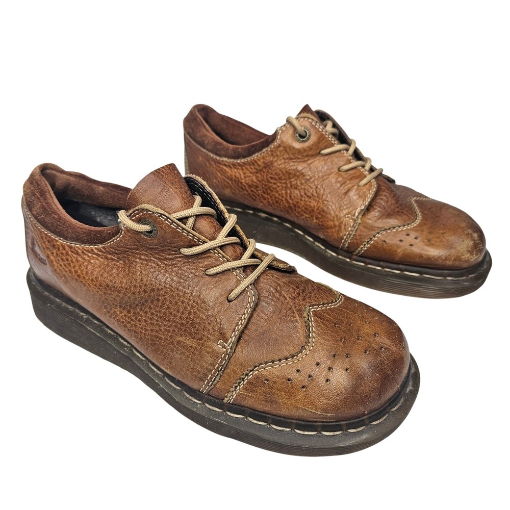 Dr. Martens Women Size 9 Brown Leather Wingtip Oxford Shoes Casual Low Top PC091